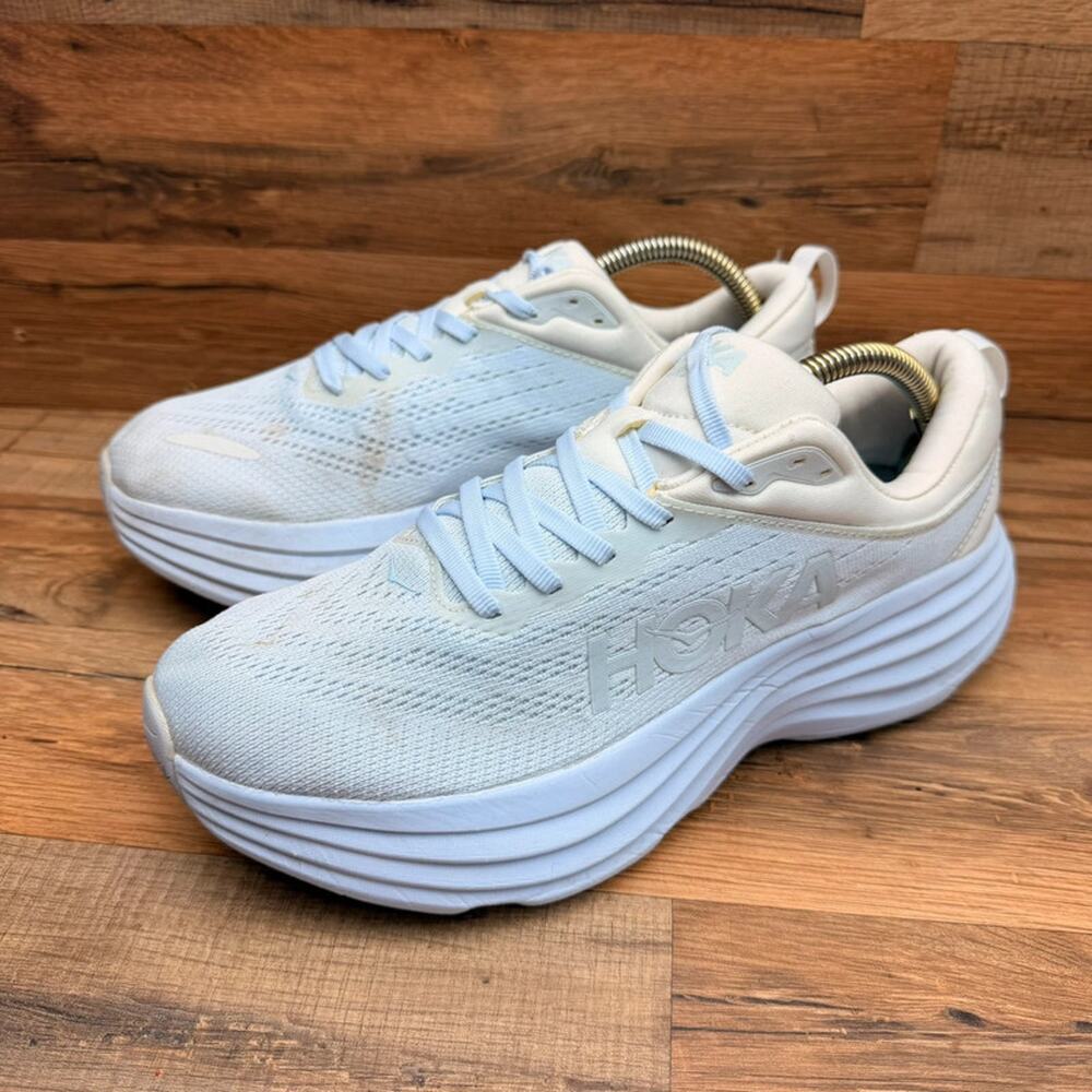 Hoka one Bondi 8 men size 9 Running Shoes white Sneakers